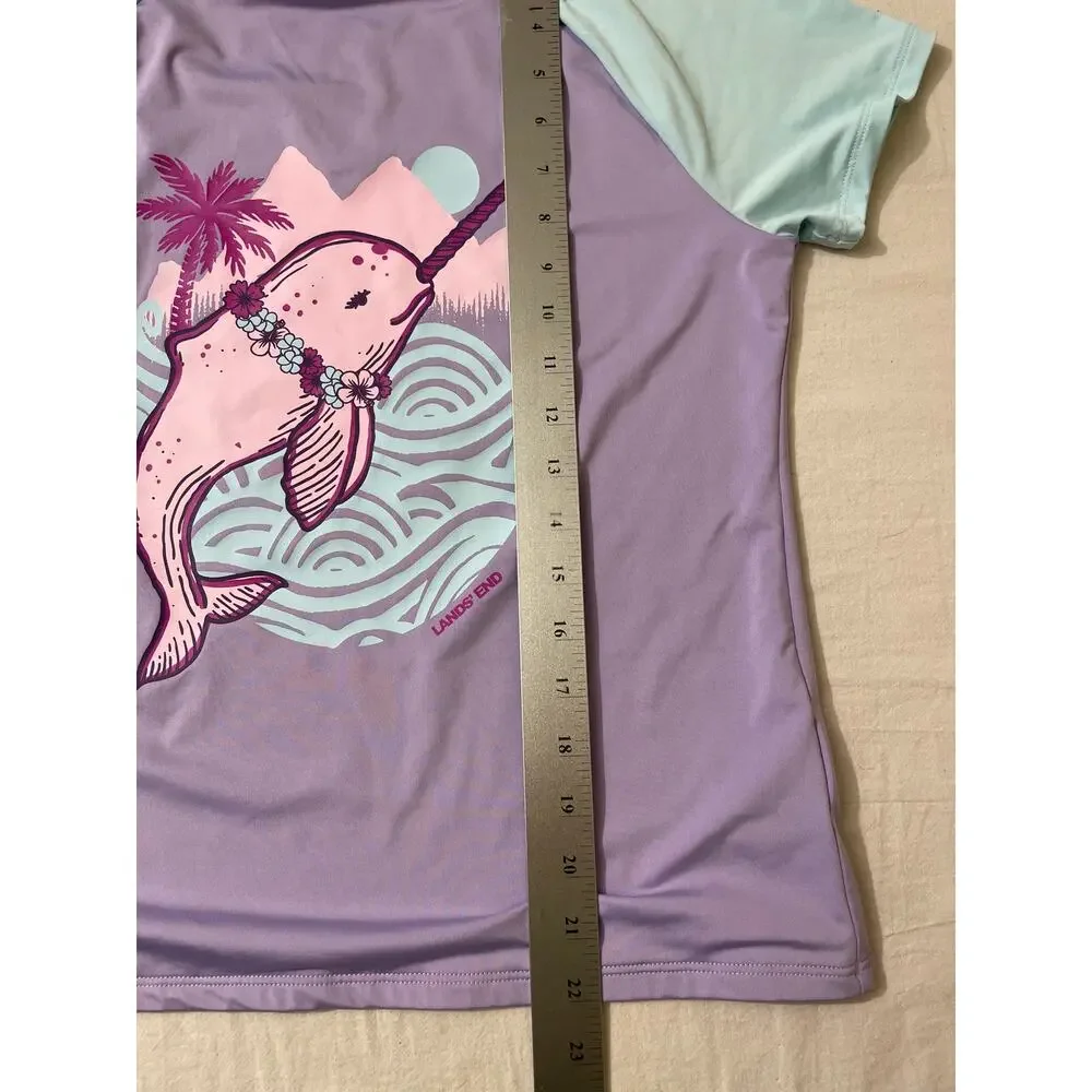 Lands' End Kids Size XL 14-16 Short Sleeve‎ Rash Guard Sun Shirt Water Play